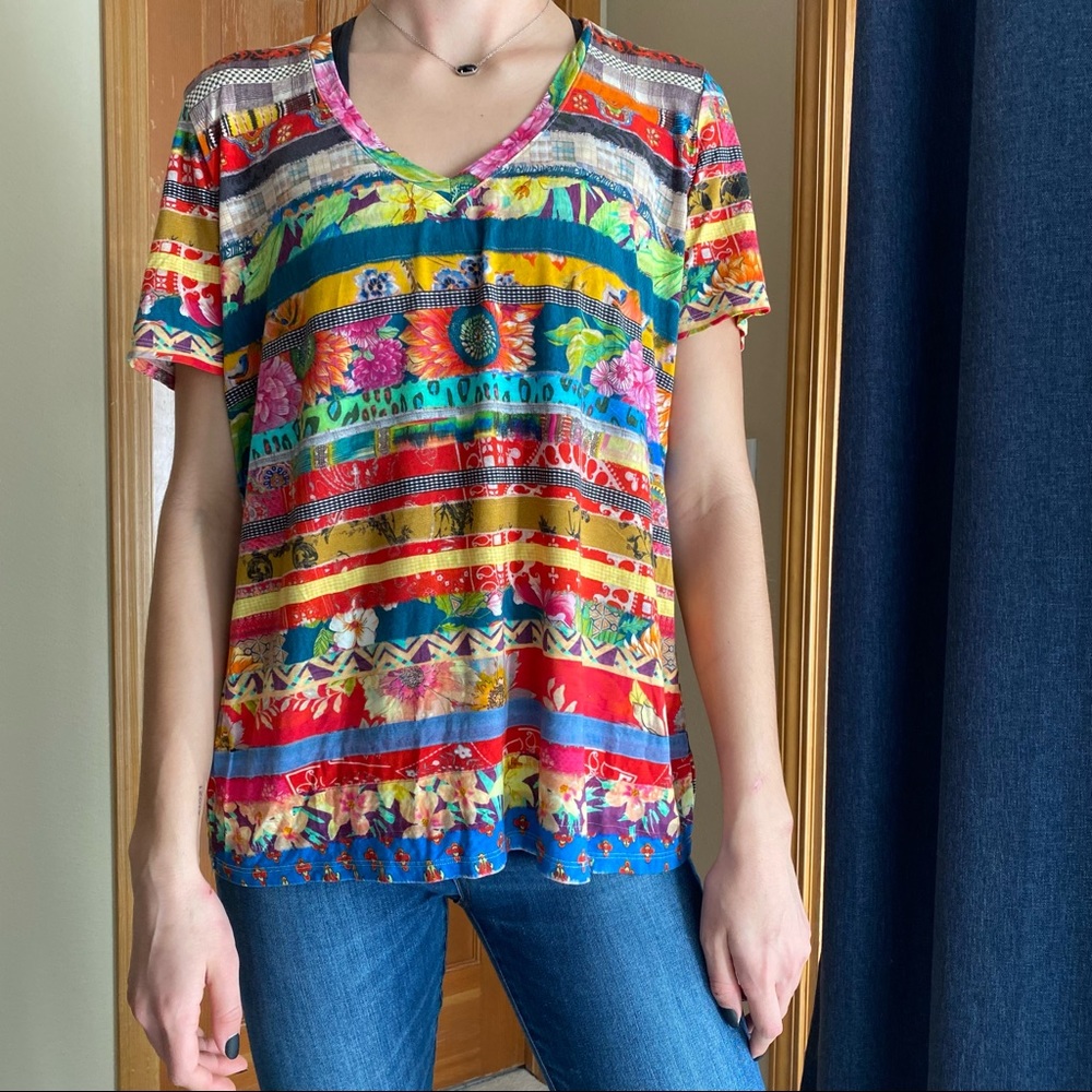 Johnny Was print t-shirt in size L, like new